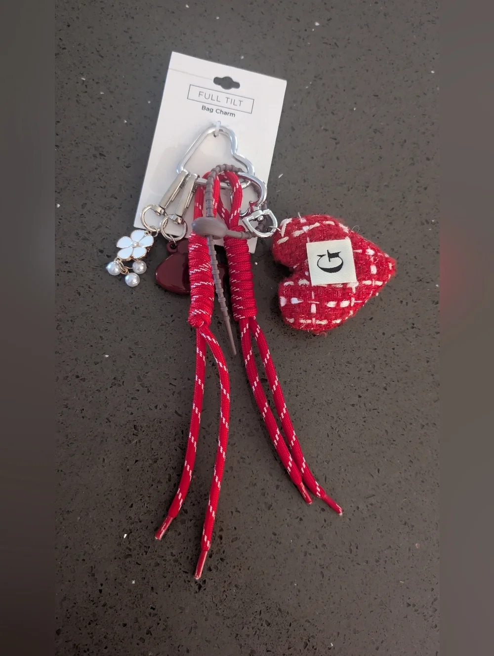 FULL TILT Red Heart & Bow Bag Charm